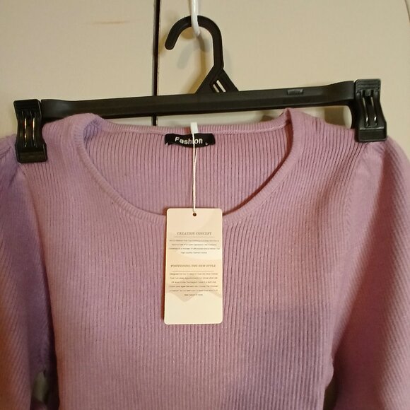 NWT Creation Concept Women's Large Purple Ribbed Body Suit - Picture 5 of 9